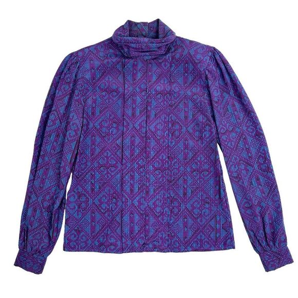 Vintage 80s 90s Sophisticates By Jonathan Martin Long Sleeve Shawl Neck Blouse - Picture 1 of 5